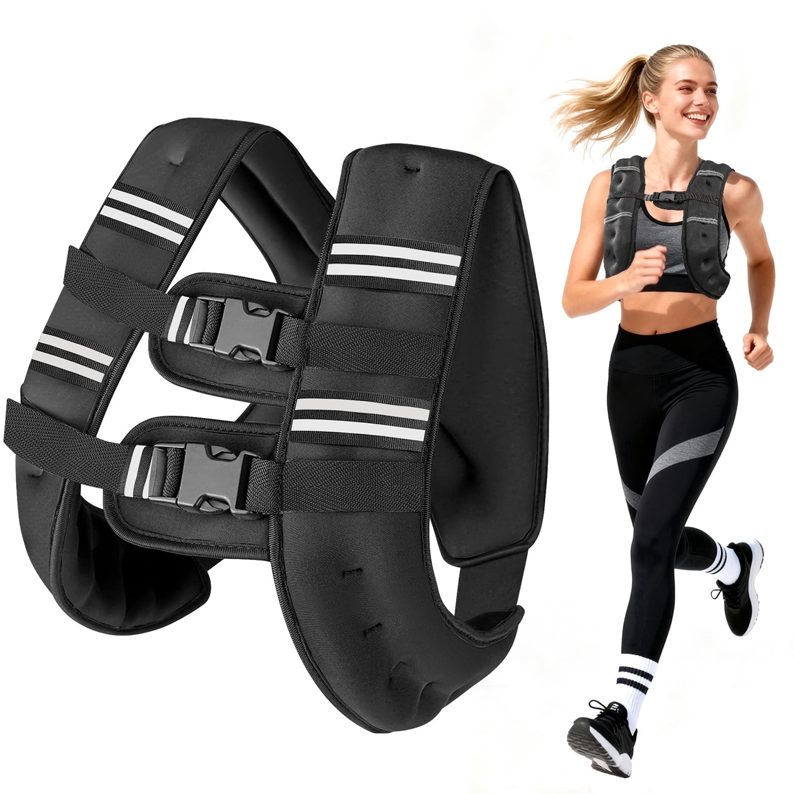 Weighted Vest 10 Lb Weight Vest for Woman Men Sport Weighted Vest with Reflective Stripe Adjustable Buckle Straps Mesh Pocket for Strength Training Running