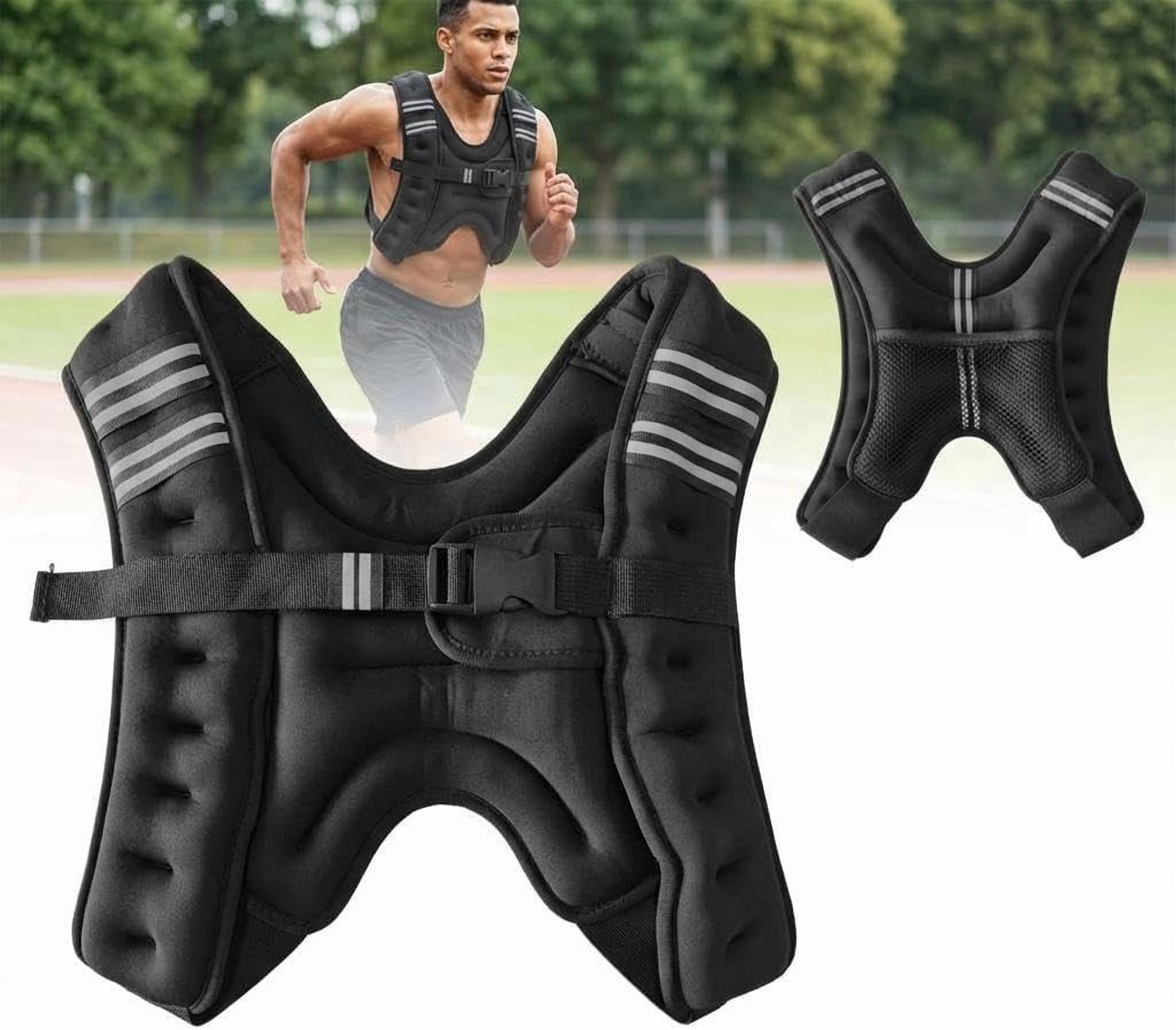 Weighted Vest 16lbs Adjustable for Men & Women, Strength Training Weight Vest with Reflective Stripe, Pocket for Running, Workout, Weight Loss