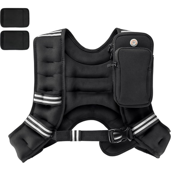 Weighted Vest,4lb/6lb/10lb/12lb/16lb/20lb/25lb/30lb Weight Vest with Reflective Stripe, Body Weight Vests Adjustable for Men, Women Workout, Strength Training, Running, Walking, Jogging