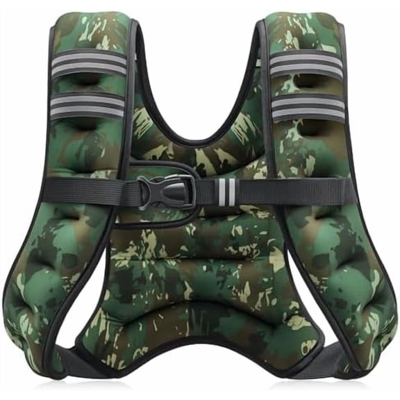 Weighted Vest, 6lb/8lb/12lb/16lb/20lb/25lb/30lb Weight Vest with Reflective Stripe for Workout, Strength Training, Running, Fitness, Muscle Building, Weight Loss, Weightlifting