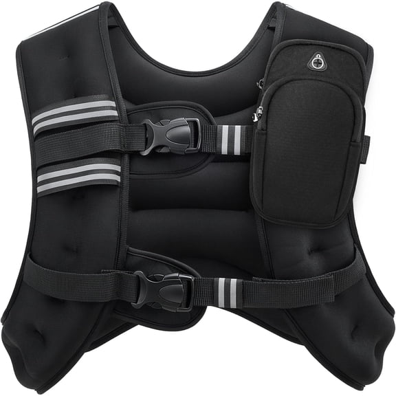 Weighted Vest, 6lb/8lb/12lb/16lb/20lb/25lb/30lb Weight Vest with Reflective Stripe for Workout, Strength Training, Running, Fitness, Muscle Building, Weight Loss, Weightlifting