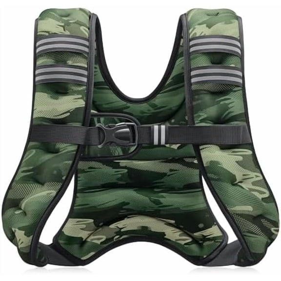 Weighted Vest, 6lb/8lb/12lb/16lb/20lb/25lb/30lb Weight Vest with Reflective Stripe for Workout, Strength Training, Running, Fitness, Muscle Building, Weight Loss, Weightlifting