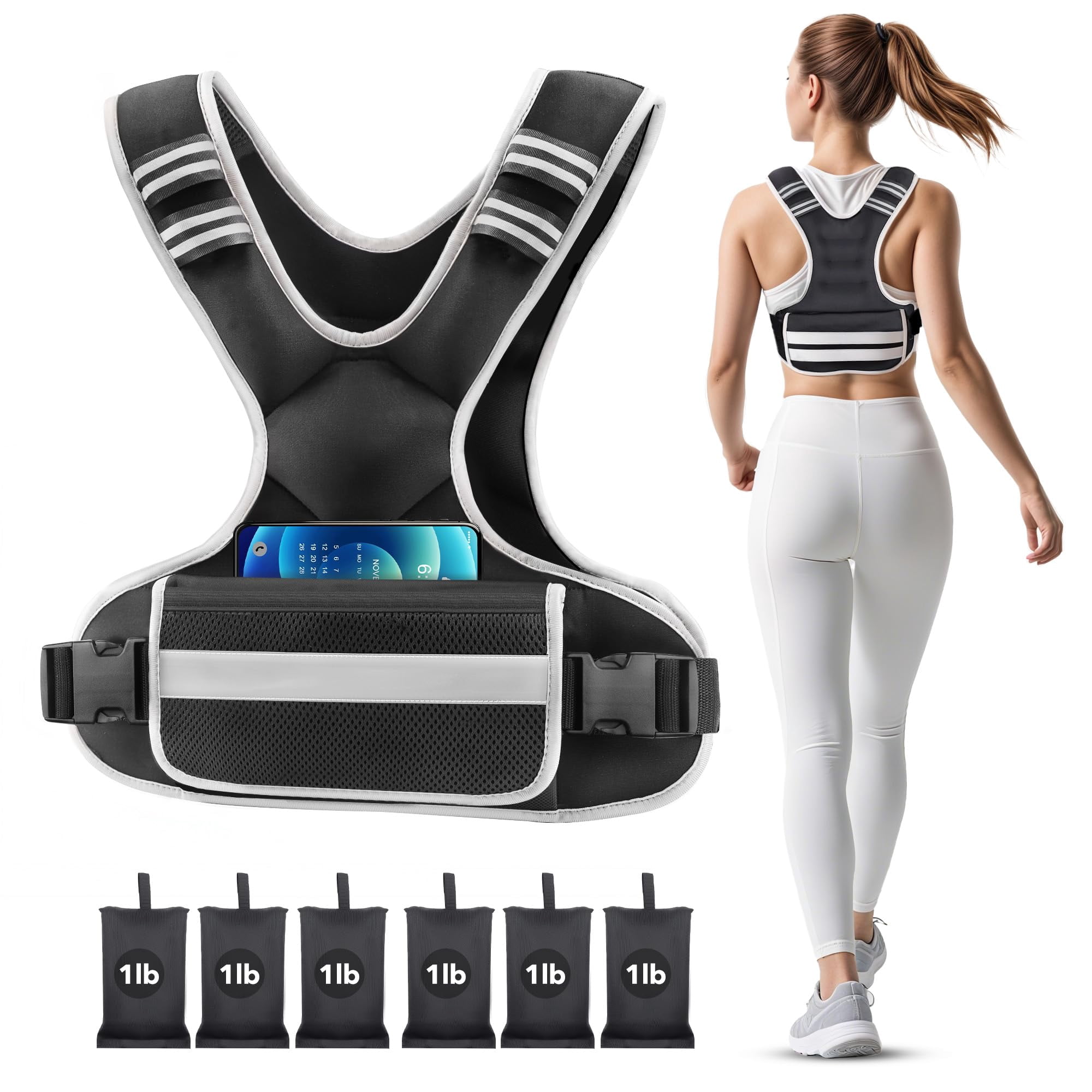 Weighted Vest Black 12-18lb for Walking Running Crossfit Strength Training