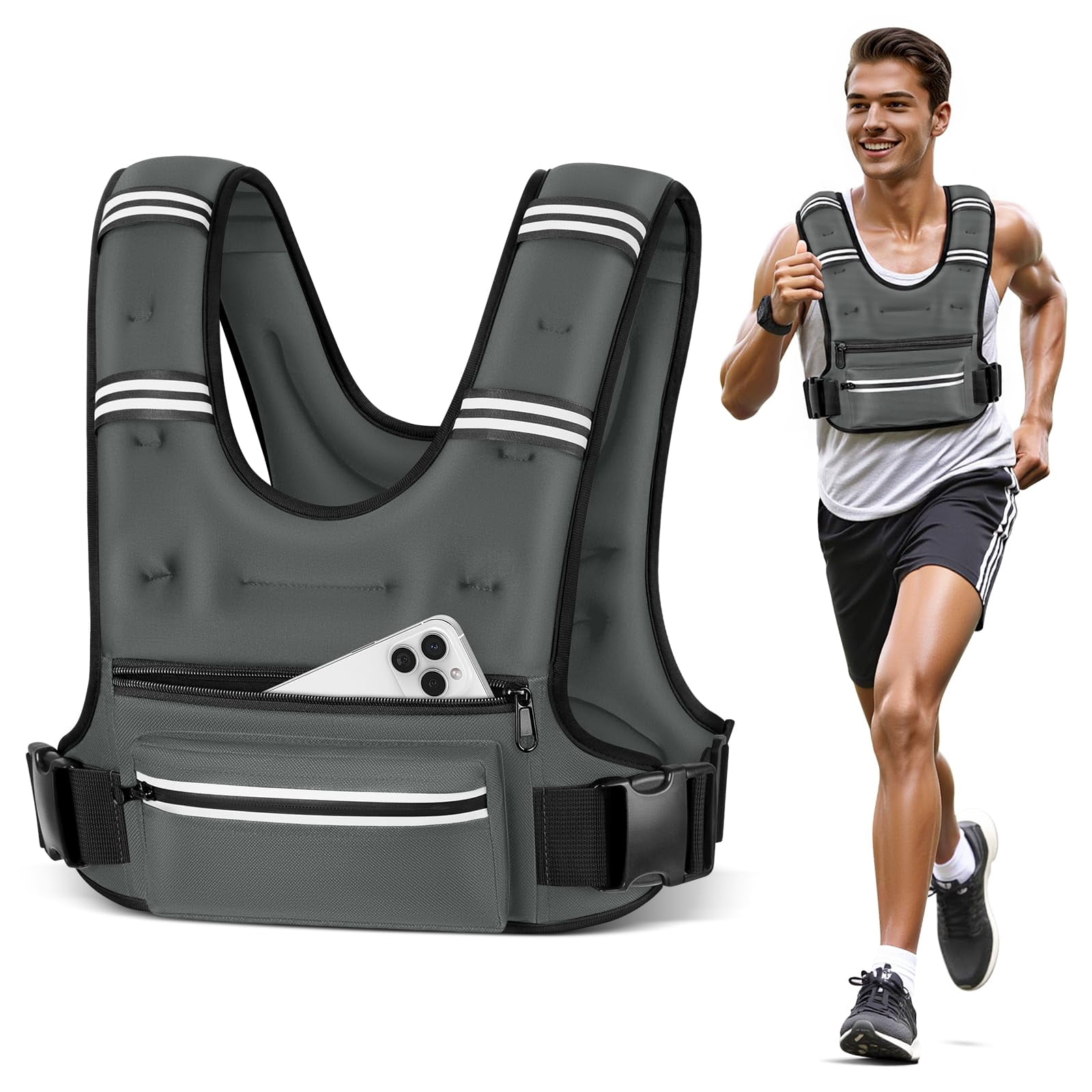 Weighted Vest Grey 16 lb Workout Running Walking