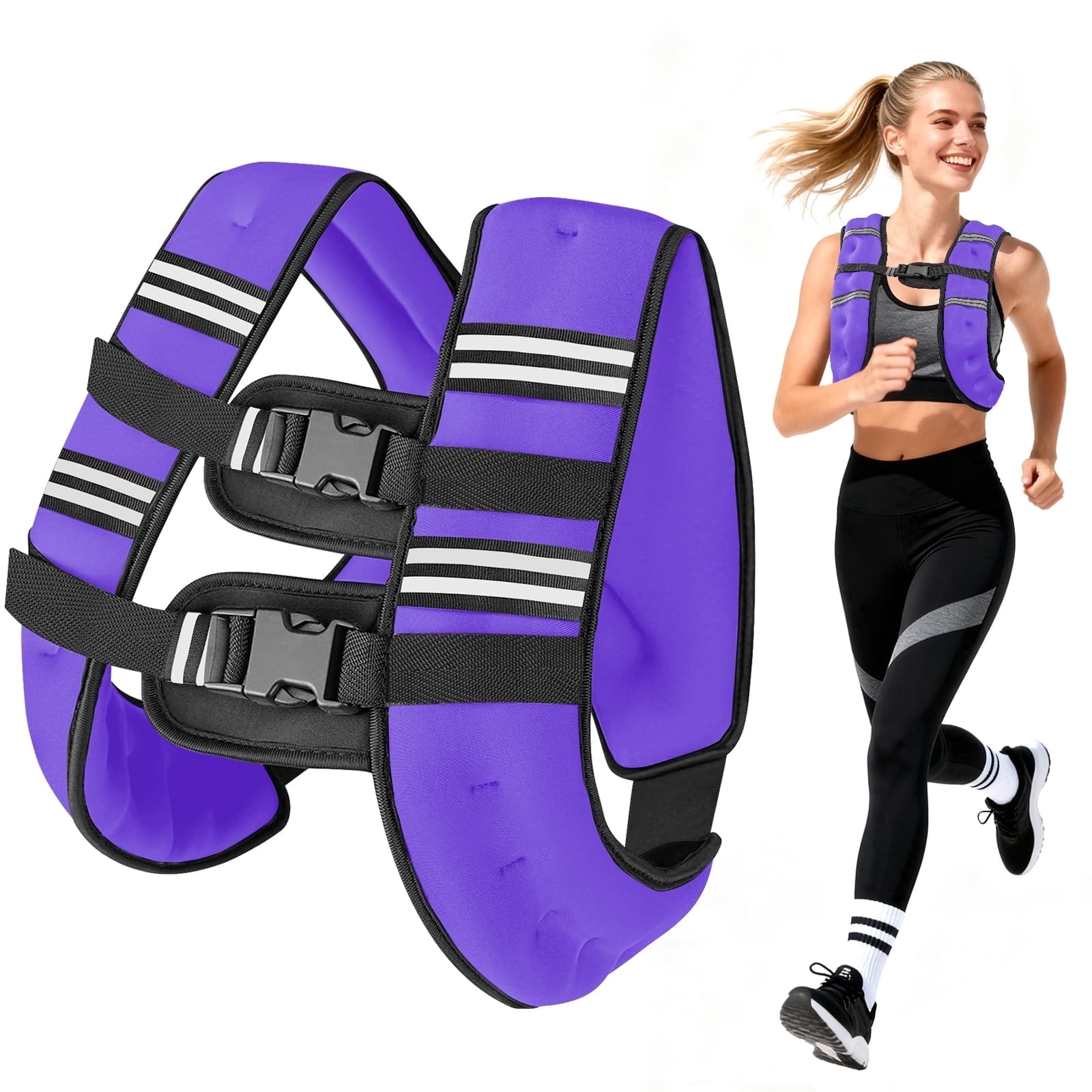 Weighted Vest Purple 12 Lb Weight Vest for Woman Men Sport Weighted Vest with Reflective Stripe Adjustable Buckle Straps Mesh Pocket for Strength Training Running