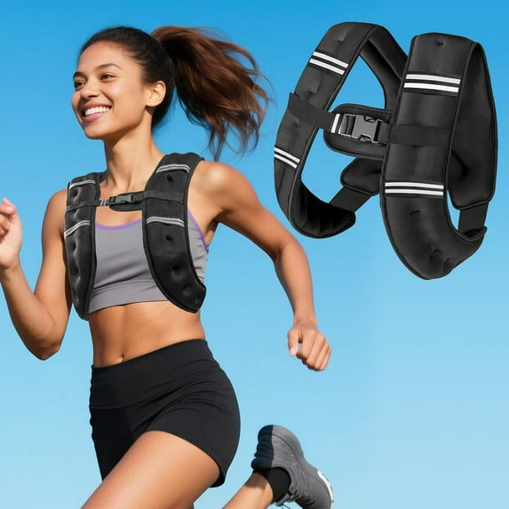 Weighted Vest with Two Adjustment Straps Men Women, 8lbs/12lbs/16lbs/20lbs Weight Vest with Reflective Stripes for Workout, Strength Training, Running, Fitness, Muscle Building, Weight Loss