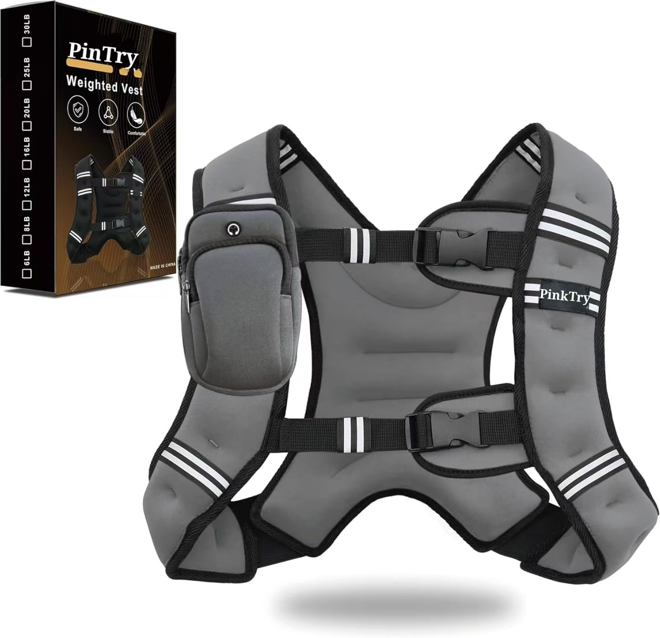 Weighted Vest for Women Men, 8lb/12lb/16lb/20lb/25lb/30lb Weighted Vest Woman Adjustable Weights for Walking, Strength Training, Running, Muscle Building