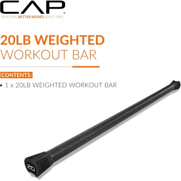 Weighted Workout Bar | 20 LB | Foam Padded Exercise Bar for Strength Training