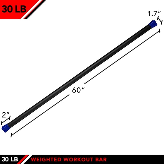 Weighted Workout Bar with Rubber Padding - 60 Inch Aerobic Fitness Bar for Strength Training