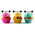 thumbnail image 1 of Weightlifting Barbell Silhouette Acrylic Cupcake Toppers 12 PCS, 1 of 1