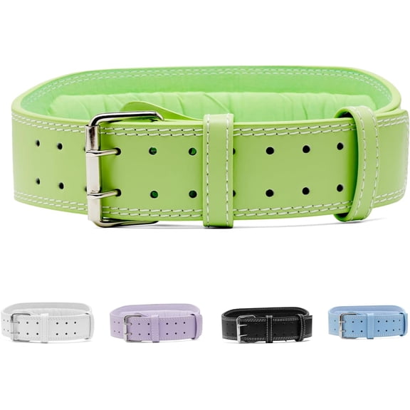 Weightlifting Belt Powerlifting Women & Girl, 4 Inches Padded Lumbar Support Belt - Heavy Duty Power Lifting Leather Belt for Back Support, Gym & Fitness Training
