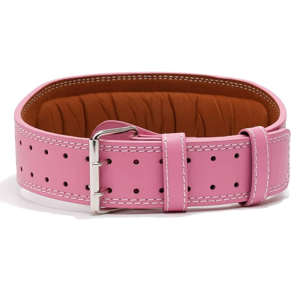 Weightlifting Belt Powerlifting Women & Girl, 4 Inches Padded Lumbar Support Belt - Heavy Duty Power Lifting Leather Belt for Back Support, Gym & Fitness Training