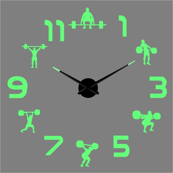 Weightlifting DIY creative Different Frameless Luminous Wall Clock Home GYM Decor Modern gifts - 27 inch
