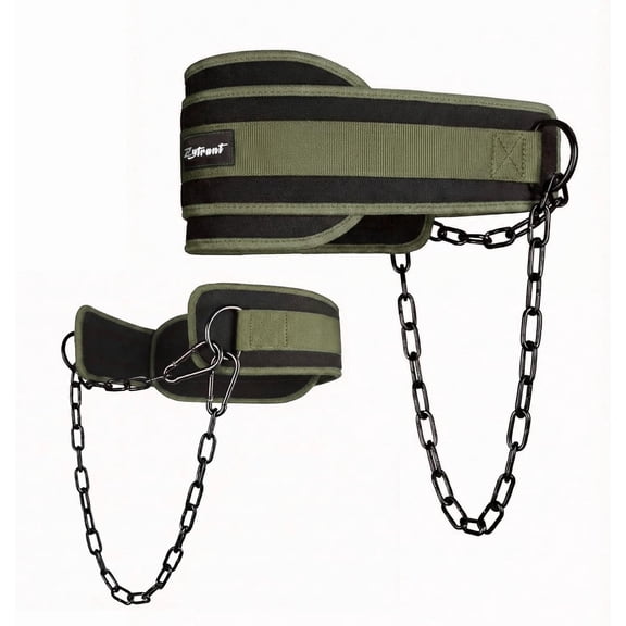 Weightlifting Dip Belt with Chain, Heavy Duty 550-650 lbs Capacity, for Dips and Pull-ups,green