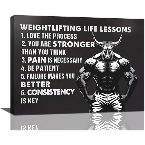 Weightlifting Fitness Wall Art Barbell Pictures Wall Decor Sports Bodybuilding Canvas Inspirational Quotes Print Cool Gym Workout Painting Home Decoration Artwork For Bedroom Living Room Home