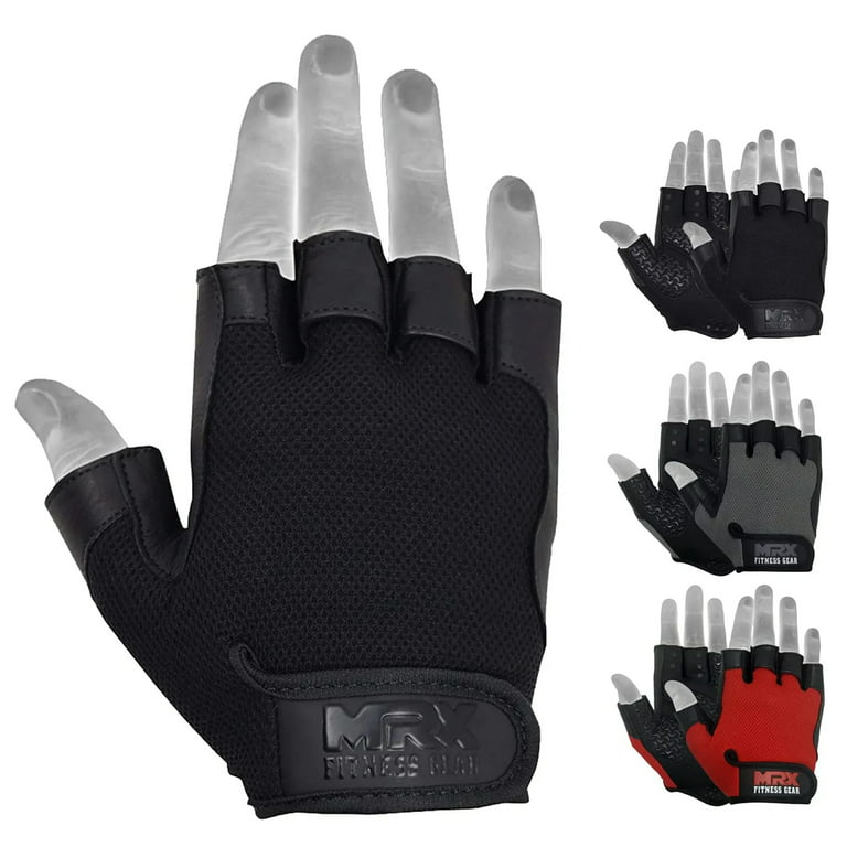 Weightlifting Gloves Grip Palm Half Finger Exercise Training Workout 2625 Black / Xs