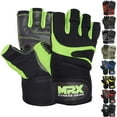 thumbnail image 1 of Weightlifting Gloves with Integrated Wrist Wrap Support Half Finger Body Building Gym Glove Green X-Small, 1 of 6