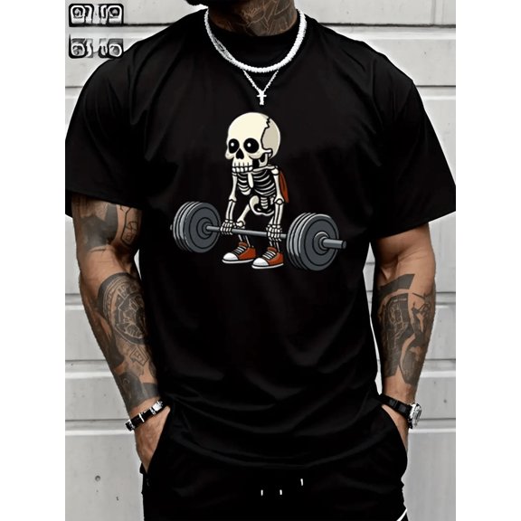 Weightlifting Skeleton Weightlifting T-Shirt (Single Piece)100% Cotton T Shirt