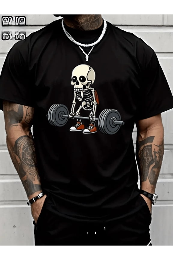 Weightlifting Skeleton Weightlifting T-Shirt (Single Piece)100% Cotton T Shirt