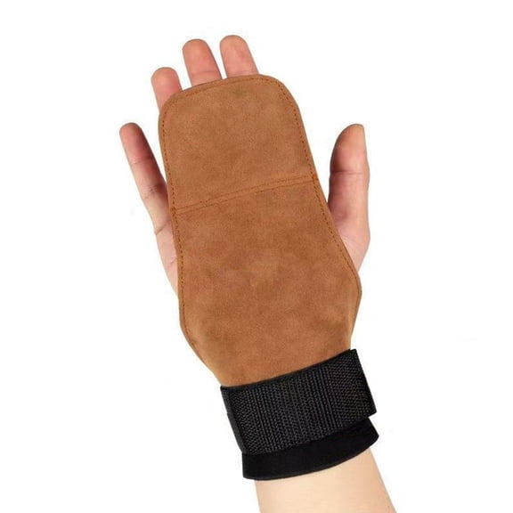 Weightlifting Wrist Hand Grips Leather Palm Protection with Padded Wrist Wraps