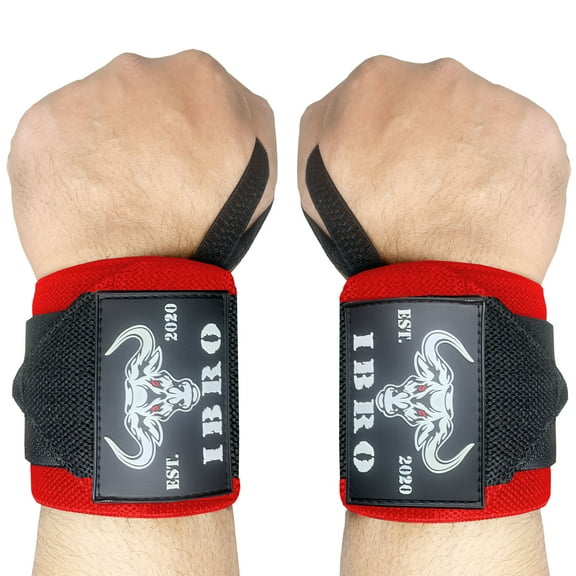 Weightlifting Wrist Wraps 18" or 24" for Weight Lifting 18 Inch BlackRed
