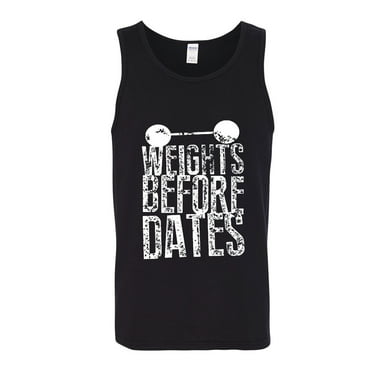 Weights Before Dates Gym Funny Graphic Mens Tank Top, Black, Small