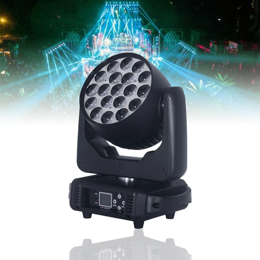 Weikass 19x15W Led Moving Head RGBW Beam, Wash Zoom Light, DJ Stage Light For Concert Wedding 1Pcs