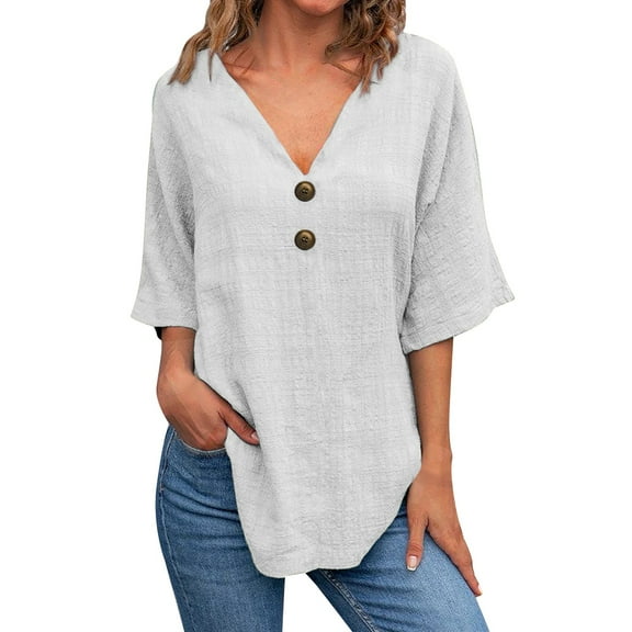 Weikingp 3/4 Length Sleeve Womens Tops Cooling Shirts For Women 3/4 Sleeve T Shirts For Women Polyester Shirts For Women Floral T Shirts For Women Gray S