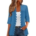 thumbnail image 1 of Weikingp 3/4 Sleeve Cardigan for Women Cardigan Sweaters Flowy Cardigan Draped Ruffles Cardigan Dress Cardigan for Women Womens Long Cardigan Ruffle Cardigans for Women Blue S, 1 of 6