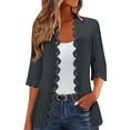 thumbnail image 1 of Weikingp 3/4 Sleeve Cardigan for Women Draped Ruffles Cardigan Flowy Cardigan Thin Cardigans for Women Cardigan Sweaters Ruffle Cardigans for Women Gray 5XL, 1 of 6