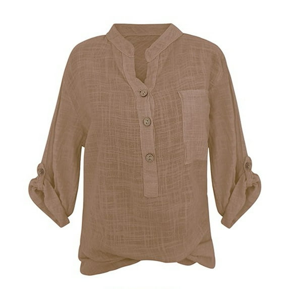 Weikingp 3 Quarter Sleeve Tops For Women Floral Shirts For Women 3/4 Length Sleeve Womens Tops 3/4 Sleeve Shirts For Women Tunic Tee Brown 2XL