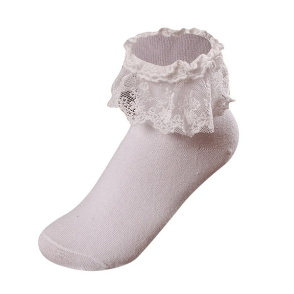 Weikingp Ankle Socks for Women No Show Socks Womens 1 Pair Women Ankle Socks Lace Ruffle Frilly Comfortable Cute Cotton Socks Ladies Girl Lace Socks Socks for Women White One Size