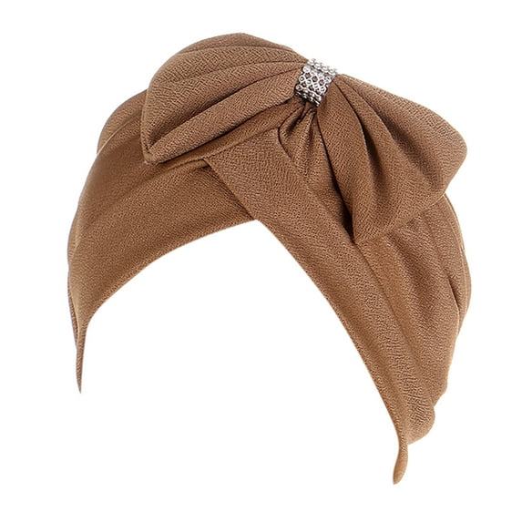 Weikingp Bandanas for Women Cancer Head Hat Cap Ethnic Bohemian Bowknot Braid Hair Cover Wrap Turban Headwear Turban Cap Head Scarf Headbands for Women Hair Ties (Clearance) Coffee polyester