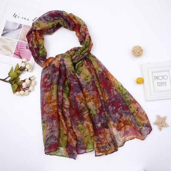 Weikingp Bandanas for Women Women's Scarves & Wraps Women Fashion Print Chiffon Square Head Scarf Lightweight Neck Scarves Hair Neckerchief Shawl for Women Green One Size Clearance!