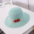 thumbnail image 1 of Weikingp Beach Hats for Women Wide Brim Hat Fisherman HatStraw Woven Strawberry DecorationOutside Women Summer Hats for Women Blue One Size Clearance！, 1 of 2