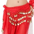 thumbnail image 1 of Weikingp Belts for Women Belly Dance Hip Skirt Scarf Wrap Belt Chiffon Hipscarf With Gold Coins Western Belts for Woman Womens Belt (Clearance) Red Chiffon, 1 of 1