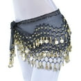 thumbnail image 1 of Weikingp Belts for Women Chiffon Belly Dance Hip Scarf Wrap Belt Tribal Sash Skirt Silver 128 Coins Western Belts for Woman Womens Belt () Black Polyester, 1 of 2