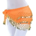 thumbnail image 1 of Weikingp Belts for Women Chiffon Belly Dance Hip Scarf Wrap Belt Tribal Sash Skirt Silver 128 Coins Western Belts for Woman Womens Belt () Orange Polyester, 1 of 2