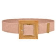 thumbnail image 1 of Weikingp Belts for Women Women Elastic Woven Casual Summer Belt Stretch Skinny Belt With Wooden Buckle Western Belts for Woman Womens Belt (Clearance) Pink polypropylene, 1 of 3