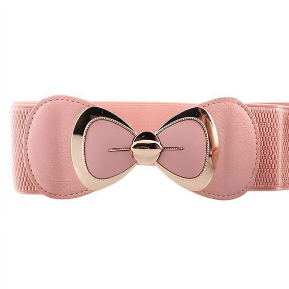 Weikingp Belts for Women Women Fashion Bowknot Buckle Waistband Wide Elastic Stretch Waist Belt Bk Western Belts for Woman Womens Belt () Pink