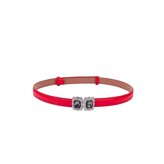 Weikingp Belts for Women Women Fashion Waist Belt Narrow Stretch Dress Belt Thin Buckle Leather Waistband Western Belts for Woman Womens Belt () Red PU Leather