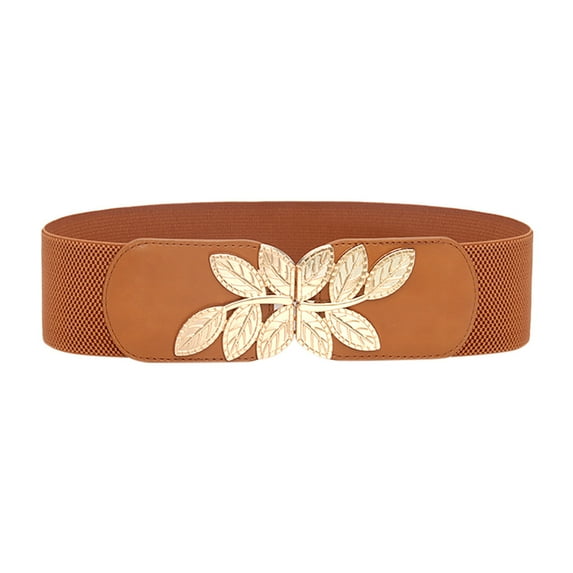Weikingp Belts for Women Women'S Fashion Wild Wide Waistband Elastic Stretch Dress Waist Belt Buckle Band Western Belts for Woman Womens Belt (Clearance) Coffee Imitation leather