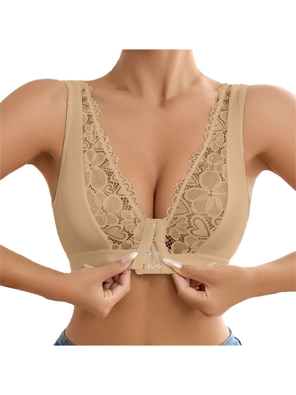 Bras For Sagging Breasts Plus Size Bras For Women Comfortable Bras For Older Women Racerback Bralettes For Women Wireless Pushup Bra For Women Beige M