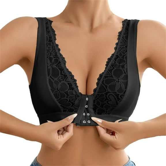 Weikingp Bras For Sagging Breasts Plus Size Bras For Women Comfortable Bras For Older Women Racerback Bralettes For Women Wireless Pushup Bra For Women Black L