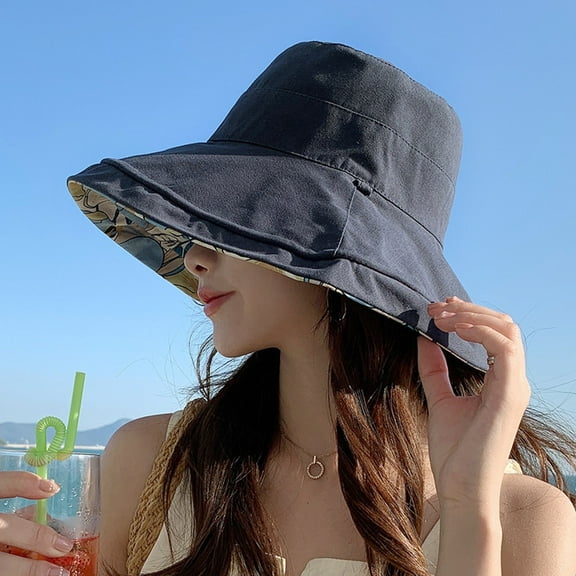 Weikingp Bucket Hat Boating Hats Women Womens Outdoor Solid Flower Printed Sun Hat Flower Printed Casual Elegant Sun Hat Beach Hats for Women Blue One Size Clearance！