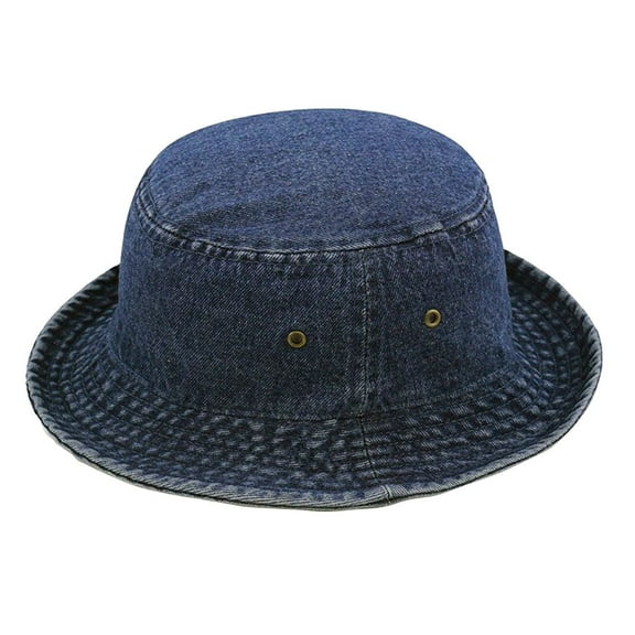 Weikingp Bucket Hat Washed Cotton Denim Bucket Hat Fisherman'S Hat 1Pcs Bucket Hats for Men Bucket Hats for Woman Sun Hats for Women () Dark blue Cotton