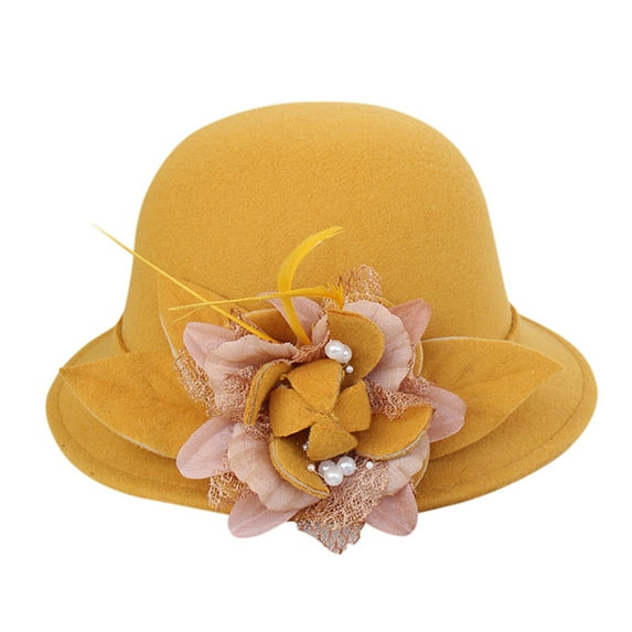 Weikingp Bucket Hat Women Fashion Beret French Style Painter Hat Cap Vintage Warm Party Top Hat Bucket Hats for Men Bucket Hats for Woman Sun Hats for Women (Clearance) Yellow Wool