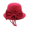 thumbnail image 1 of Weikingp Bucket Hat Women'S Autumn And Winter Bow Knot Round Top Casual Fisherman'S Basin Cap Small Bowler Hat Bucket Hats for Men Bucket Hats for Woman Sun Hats for Women (Clearance) A Tweed, 1 of 3