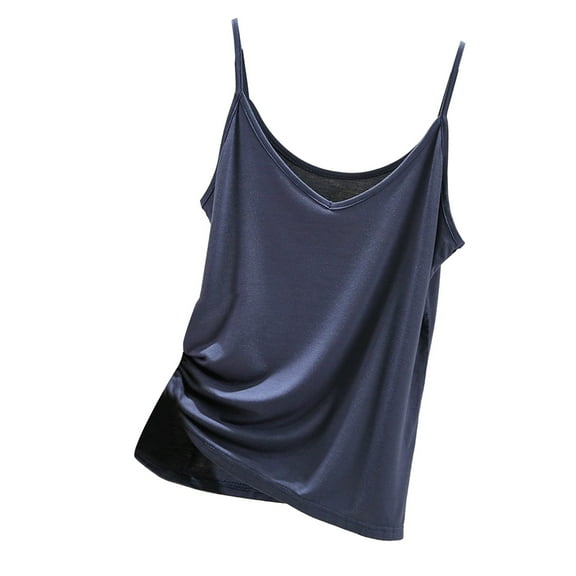 Weikingp Camisole Tops For Women Built In Bra Plus Size Sleeveless Blouse Womens Loose Tank Tops Wide Strap Tank Tops For Women Strapless Tops For Women Blue XL