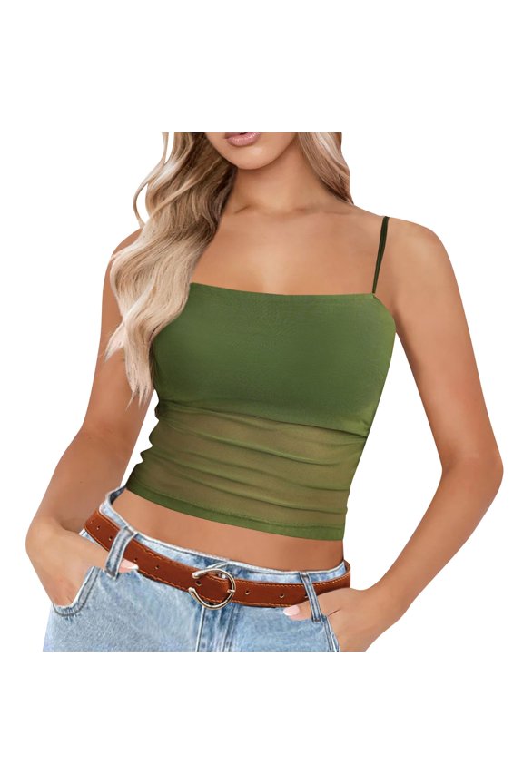 Camisole Tops For Women Built In Bra Tank Tops For Women 2024 Halter Tops For Women Vest Tops For Women Loose Fitting Tank Tops For Women Green 2XL